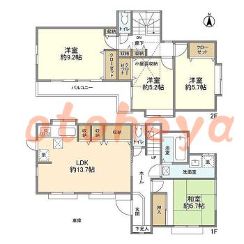 楽器ピアノ可相談 の 賃貸物件 4LDK 17.5万円の図面１