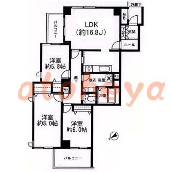 楽器ピアノ可相談 の 賃貸物件 3LDK 23.2万円の図面１