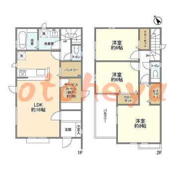 楽器ピアノ可相談 の 賃貸物件 3SLDK 12.6万円の図面１
