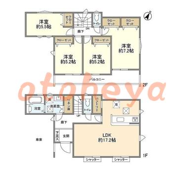 楽器ピアノ可相談 の 賃貸物件 4LDK 17.8万円の図面１