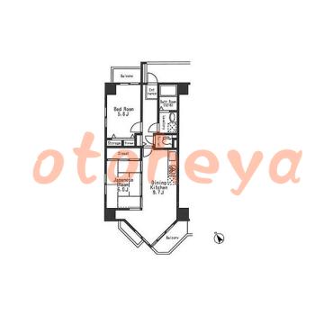 楽器ピアノ可相談 の 賃貸物件 2DK 16.4万円の図面１