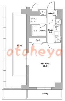 楽器ピアノ可相談 の 賃貸物件 1K 15万円の図面１