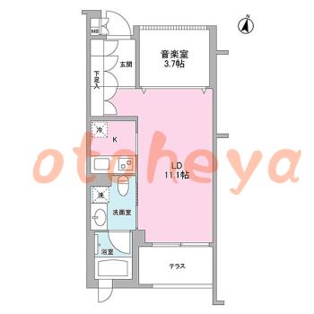 楽器ピアノ可相談 の 賃貸物件 1LDK 14.5万円の図面１