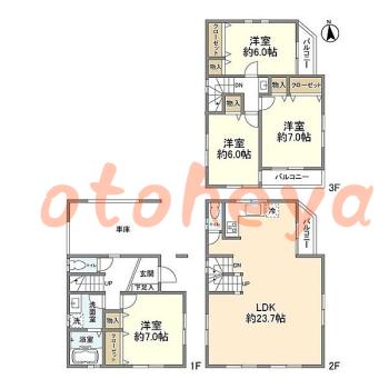 楽器ピアノ可相談 の 賃貸物件 4LDK 37万円の図面１