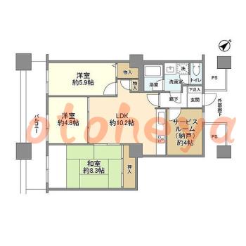 楽器ピアノ可相談 の 賃貸物件 3SLDK 27.5万円の図面１