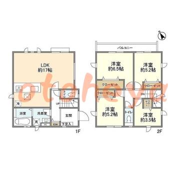 楽器ピアノ可相談 の 賃貸物件 4LDK 17.8万円の図面１