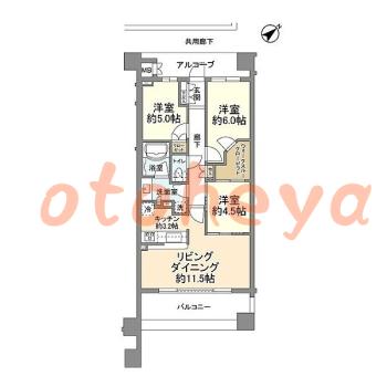 楽器ピアノ可相談 の 賃貸物件 3LDK 22.5万円の図面１