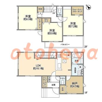 楽器ピアノ可相談 の 賃貸物件 3SLDK 16.7万円の図面１
