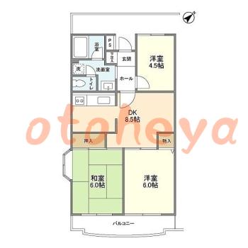 楽器ピアノ可相談 の 賃貸物件 3DK 7.9万円の図面１