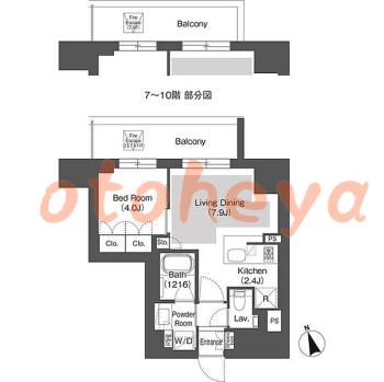 楽器ピアノ可相談 の 賃貸物件 1LDK 19.6万円の図面１