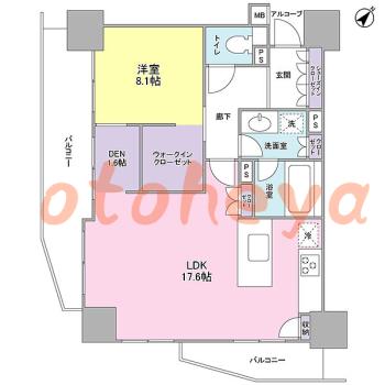 楽器ピアノ可相談 の 賃貸物件 1SLDK 27万円の図面１