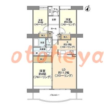 楽器ピアノ可相談 の 賃貸物件 3LDK 14万円の図面１