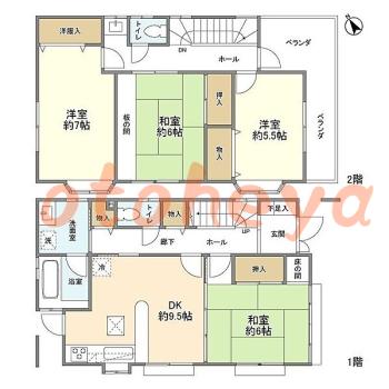 楽器ピアノ可相談 の 賃貸物件 4DK 12.9万円の図面１