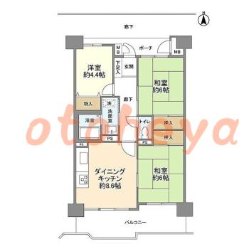 楽器ピアノ可相談 の 賃貸物件 3DK 13.5万円の図面１