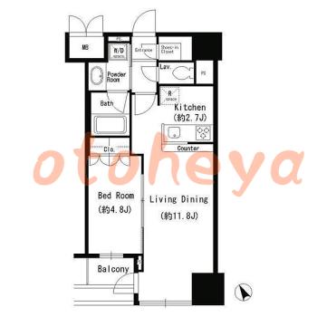 楽器ピアノ可相談 の 賃貸物件 1LDK 23.2万円の図面１