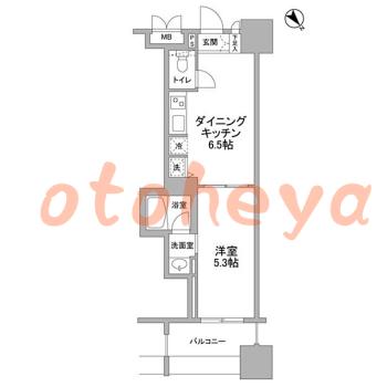楽器ピアノ可相談 の 賃貸物件 1DK 9.5万円の図面１
