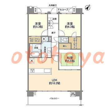 楽器ピアノ可相談 の 賃貸物件 3LDK 17.6万円の図面１
