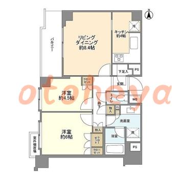 楽器ピアノ可相談 の 賃貸物件 2LDK 17万円の図面１