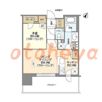 楽器ピアノ可相談 の 賃貸物件 1LDK 20.8万円の図面１
