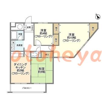 楽器ピアノ可相談 の 賃貸物件 3K 15万円の図面１
