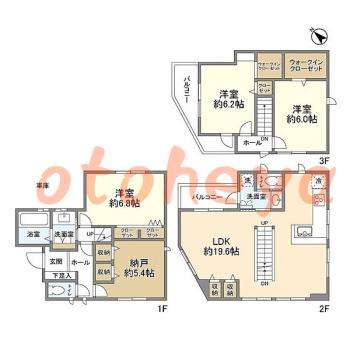 楽器ピアノ可相談 の 賃貸物件 3SLDK 41万円の図面１