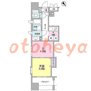 楽器ピアノ可相談 の 賃貸物件 1DK 9.9万円の図面１