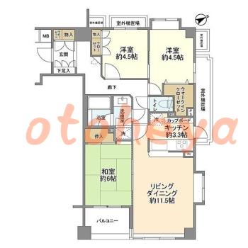 楽器ピアノ可相談 の 賃貸物件 3LDK 18万円の図面１