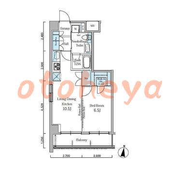 楽器ピアノ可相談 の 賃貸物件 1LDK 16万円の図面１