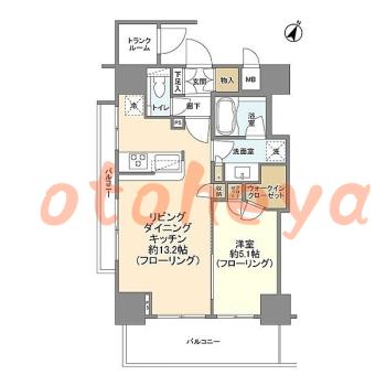 楽器ピアノ可相談 の 賃貸物件 1LDK 22万円の図面１
