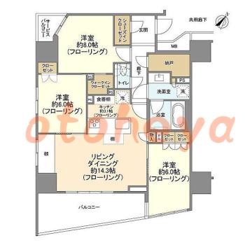 楽器ピアノ可相談 の 賃貸物件 3LDK 43万円の図面１