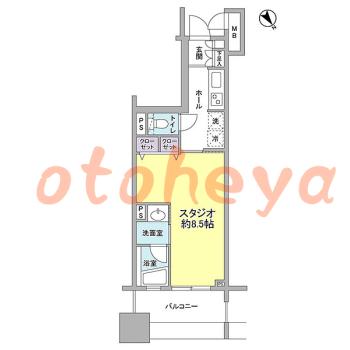 楽器ピアノ可相談 の 賃貸物件 1K 8.8万円の図面１