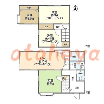 楽器ピアノ可相談 の 賃貸物件 3LDK 8.5万円の図面１