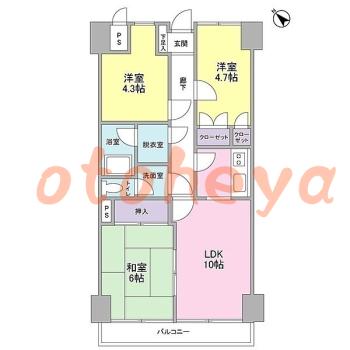 楽器ピアノ可相談 の 賃貸物件 3LDK 12万円の図面１