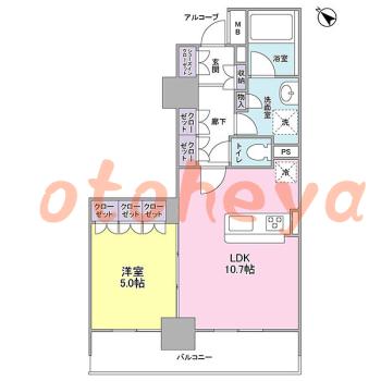 楽器ピアノ可相談 の 賃貸物件 1LDK 20.9万円の図面１