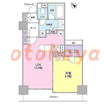 楽器ピアノ可相談 の 賃貸物件 1LDK 29.7万円の図面１