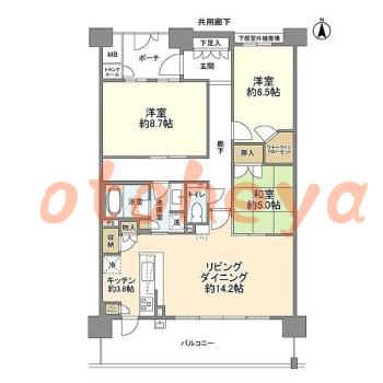 楽器ピアノ可相談 の 賃貸物件 3LDK 19.4万円の図面１