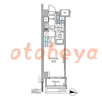 楽器ピアノ可相談 の 賃貸物件 1K 11万円の図面１