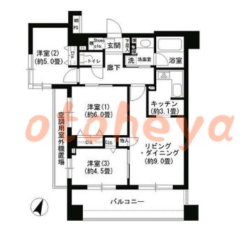 楽器ピアノ可相談 の 賃貸物件 3LDK 32.3万円の図面１