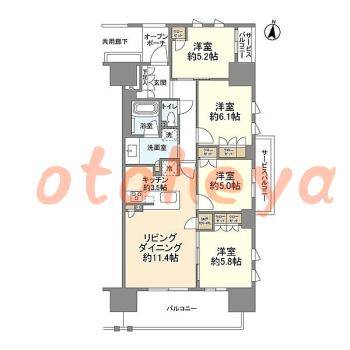 楽器ピアノ可相談 の 賃貸物件 4LDK 25万円の図面１