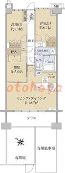 楽器ピアノ可相談 の 賃貸物件 3LDK 16万円の図面１