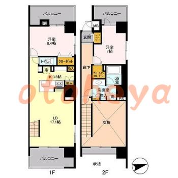 楽器ピアノ可相談 の 賃貸物件 1SLDK 20.8万円の図面１