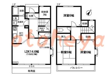 楽器ピアノ可相談 の 賃貸物件 3SLDK 13.5万円の図面１