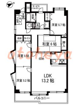 楽器ピアノ可相談 の 賃貸物件 4LDK 12.7万円の図面１