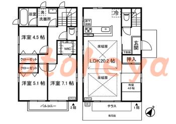 楽器ピアノ可相談 の 賃貸物件 4LDK 19万円の図面１
