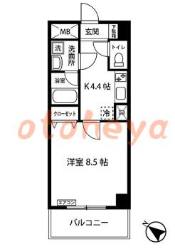 楽器ピアノ可相談 の 賃貸物件 1K 8.1万円の図面１
