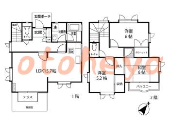 楽器ピアノ可相談 の 賃貸物件 3LDK 15.5万円の図面１