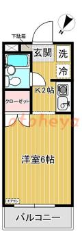楽器ピアノ可相談 の 賃貸物件 1K 5.3万円の図面１