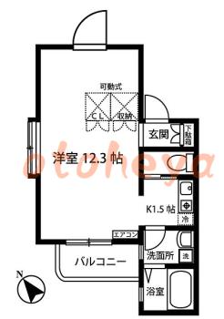 楽器ピアノ可相談 の 賃貸物件 1K 8.7万円の図面１