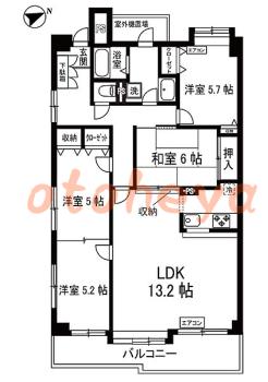 楽器ピアノ可相談 の 賃貸物件 4LDK 12.8万円の図面１