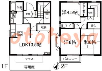 楽器ピアノ可相談 の 賃貸物件 3LDK 14.2万円の図面１